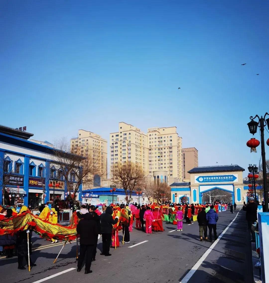 2022年2月14号伊宁市喀赞其民俗街元宵节社火表演彩排